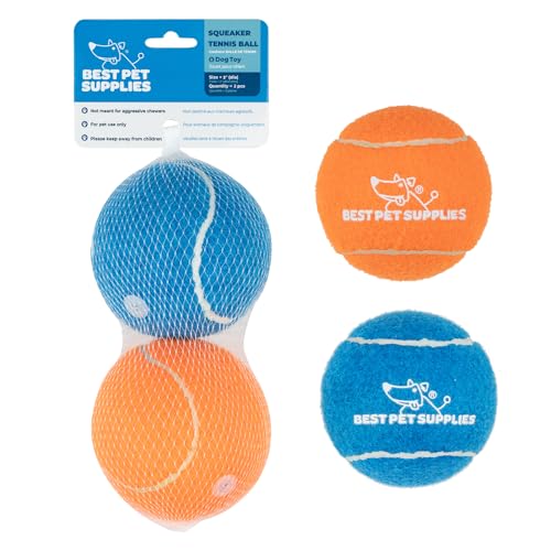 Interactive Squeaky Dog Chew Toy (Tennis (Assorted Color) / Large (Pack of 2))