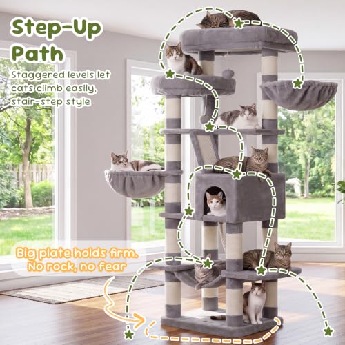 Cat Tree 68 inch Multi (Light Gray / 68 inch)