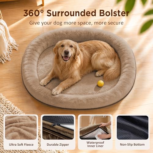 Waterproof Orthopedic Dog Bed for Extra Large Dogs (Coffee / 48"L x 35"W x 7.5"Th)