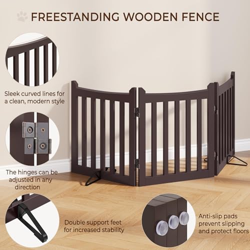 Freestanding Wooden Dog Gate (Espresso / 60″ W × 24″ H)