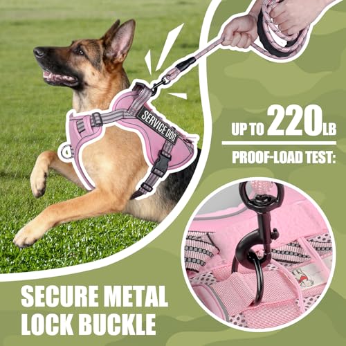 Dog Harness and Leash Set for Large Dogs (Pink / L)