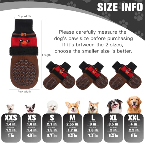 Anti Slip Dog Socks to Prevent Licking Paws for Hot Pavement (Red & Brown / Medium)