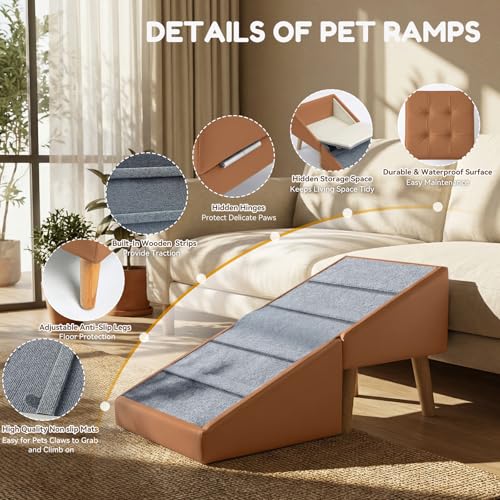 15.7" H Dog Ramp for Couch (Camel)