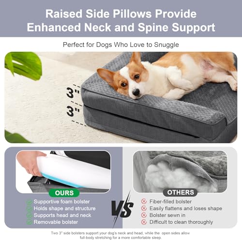 Dog Beds for Small Dogs (Fluffy Style-Dark Grey / M(35"x23"x3"))