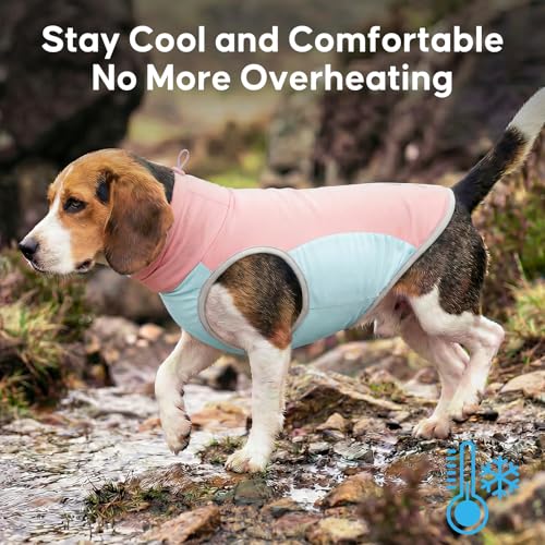 Dog Cooling Vest Evaporative Turtleneck Dog Cooler Jacket for Summer (Pink / Medium (7-11lbs))