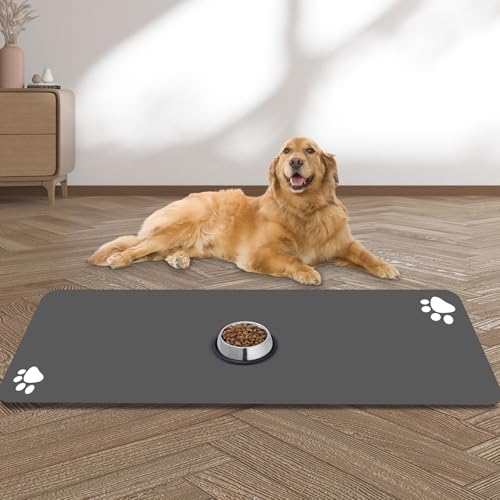 Large Pet Feeding Mat (dog paws print / 36"L x 24"W)