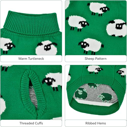 Warm Dog Sweater with Cute Sheep Pattern Dog Sheep Knit Sweater Thermal Puppy Clothes Soft Breathable Pet Knitwear Cozzy Pet Pullover Outfit for Small Medium Large Dogs M (Medium)