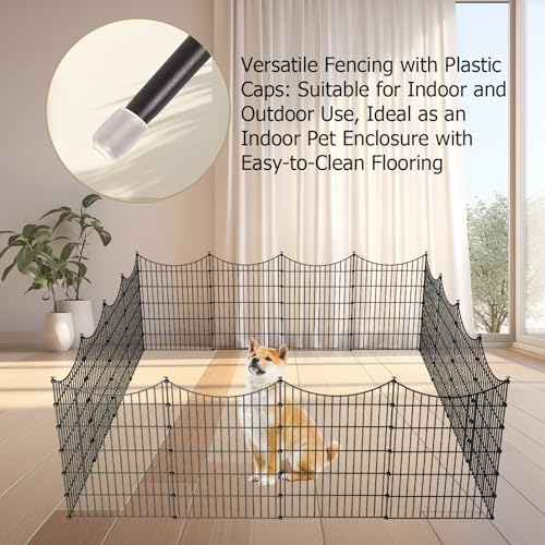 10 Panel No Dig Metal Garden Fence 40"H x 23.6'L Dog Fence Outdoor for Yard (10pc 23.6 ft(L) X 40 in(H)-Concave)