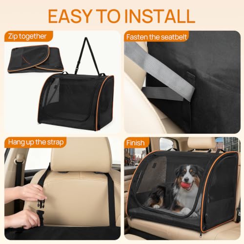 Dog Car Seat Enclosed Carrier for Pets Travel Safety Dog Crate Soft - PetSolution