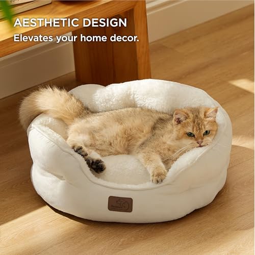 Small Dog Bed Washable (20"L x 19"W x 6"Th / Ivory)