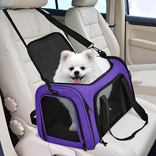 Large Cat Carriers Dog Carrier Pet Carrier for Large Cats Dogs Puppies up to 25Lbs (20.0"L x 13.0"W x 13.0"H / Purple)