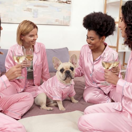 Dog Silk Pajamas Shirt Puppy Satin Pjs for Small Dog (M / Pink)