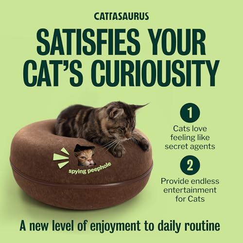 Peekaboo Cat Cave Donut for Multiple & Large Cats up to 30 (Brown / Jumbo)