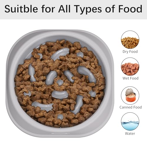 2 Pack Slow Feeder Dog Bowls (B-Gray&Black / Small)