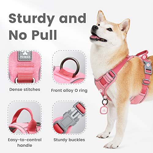 No Pull Dog Harness with Pet ID Tag (L (Chest: 27"-32" ) / Mimi Pink)