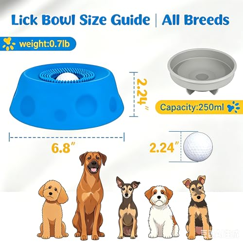 Dog Licking Bowl with Rolling Ball