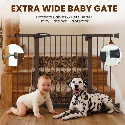 29.7 48" Baby Gate for Stairs (Brown / 29.7-48"W x 30"H)