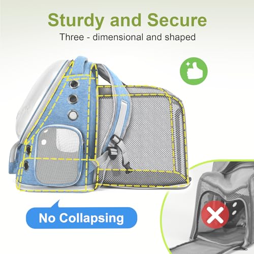 Expandable Cat Backpack Large Space Cat Bubble Backpack Carrier (Square Expandable- Blue)