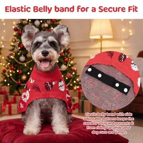 Dog Christmas Sweater Cloak (Medium(Back Length 12") / Christmas Red)