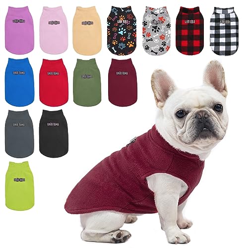 Dog Fleece Vest Sweater Winter Jacket for Small and Medium Dogs with D (Small / WINE RED)