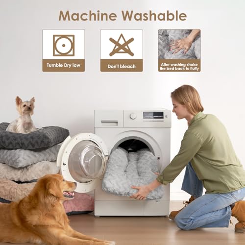 Washable Large Dog Bed for Crate (Grey / 36" x 27" x 3.5")