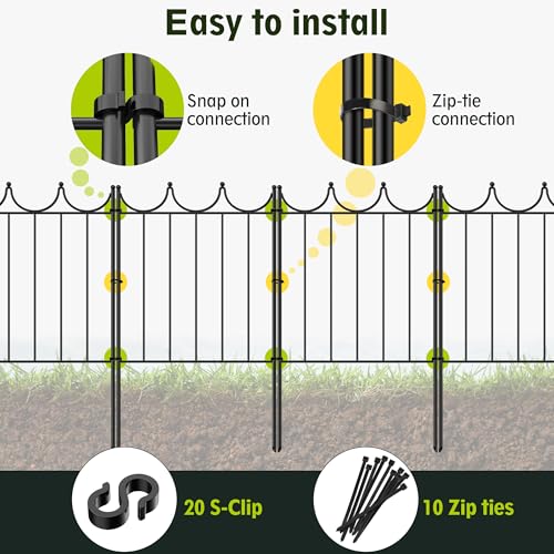 Decorative Garden Fence (10 Panels-24in(H)x10.4ft(L))