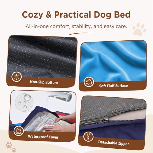 Orthopedic Dog Bed for Extra Large Dogs with Bolster (42.0"L x 30.0"W x 8.5"Th / Philadelphia)