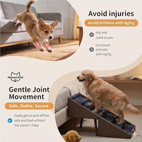 Wood Foldable Ottoman Dog Stairs (21.6"H Coffee)