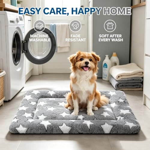 Dog Bed Mat Soft & Comfortable Dog Kennel Pad for Crate (S(24"*18"*1.5") / Gray-1pc)