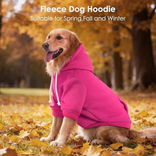 Dog Basic Hoodie Soft Dog Clothes Cold Weather Sweaters for Medium Large Dogs Cozy Fabric Warm Sweatshirt with Leash Hole for Boys (Rose Pink / XS (Back: 10.24",Chest: 14.96", 2-5 lbs))