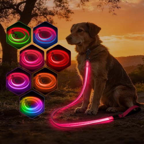 Light Up Dog Leash (Pink / 4FT)