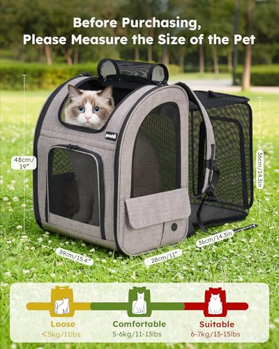 Cat Backpack Expandable (Brown / 15.4"L x 11.0"W x 19.0"H)