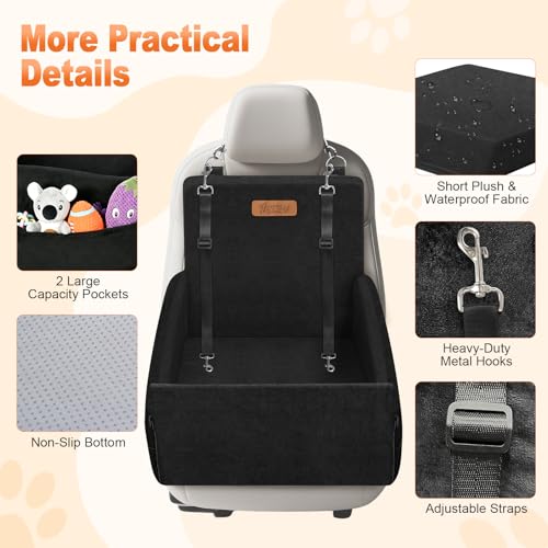 Elevated Dog Car Seat for Small and Medium Dogs Up to 35 lb (Black)