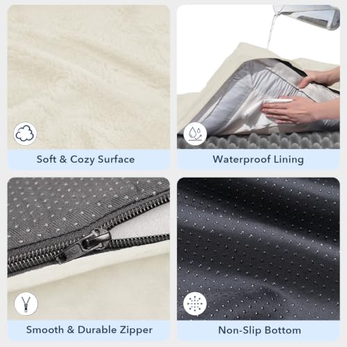 XL Orthopedic Dog Bed Waterproof for Extra Large Size Dogs (Beige / 41.0"L x 29.0"W x 7.5"Th)