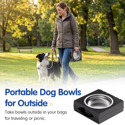 Elevated Dog Bowls Large Breed Raised Dogs Bowl Stand Large (A-Black)