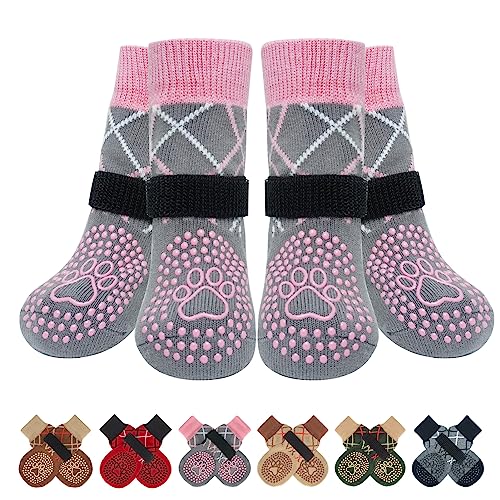 6PCS Dog Socks to Prevent Licking Paws for Hot (Pink / S/M(Pack of 6))