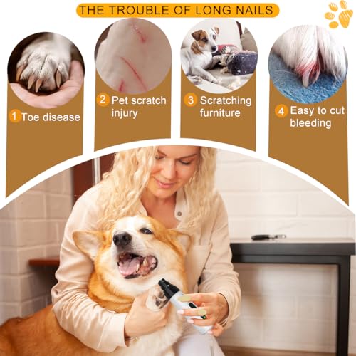 Silent Pet Nail Grinder for Dogs & Cats (White)