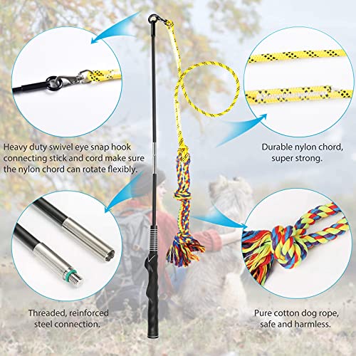 Flirt Pole for Dogs Interactive Chase Toy for Large Medium Small Puppy Dogs (yellow)