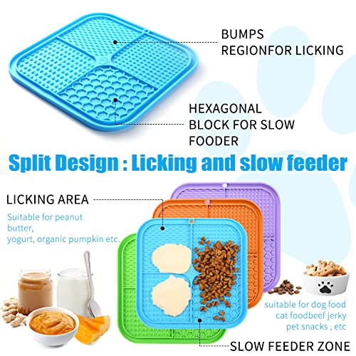 Lick Mat for Dogs (4pack / Blue,Green,Orange,Purple)