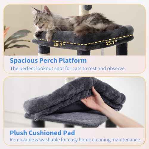 Cat Tree, 71-Inch Tall Cat Tower for Large Maine Coon Cats HCT037G (Smoky Gray / XL)