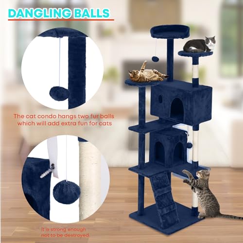 70" Cat Tree Tower (Navy Blue)