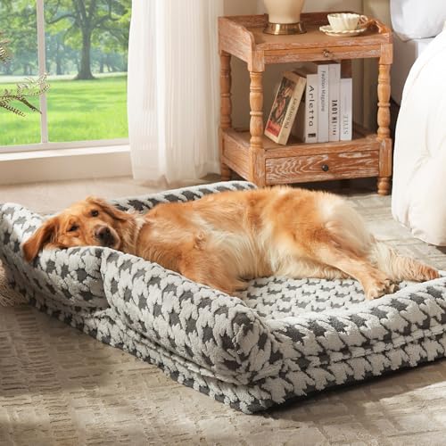 Orthopedic Dog Beds for Medium Dogs Washable (Grey Plaid / M(28"x22.8"x9.4"))