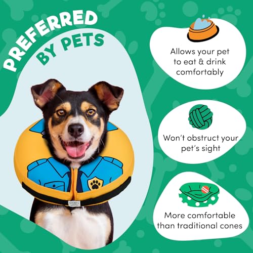 Inflatable Dog Cone Collar Alternative After Surgery Medium+ (Police Officer / Medium+[Neck:11"-14"])