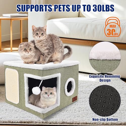 Cat Beds for Indoor Cats (Green / Single)