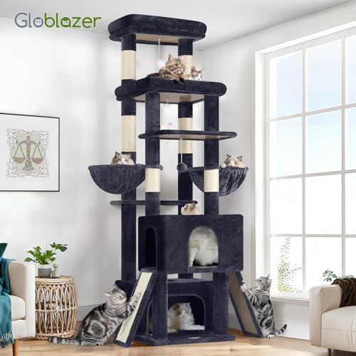 Z78 Heavy Duty Cat Tree for 20lbs Large Adult Cats (Dark Grey / 78 inch)