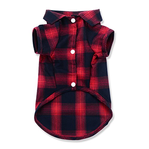 Dog Shirt Pet Plaid Clothes Shirt T (7XL-(90lb~105lb)-Chest~43" / Red)