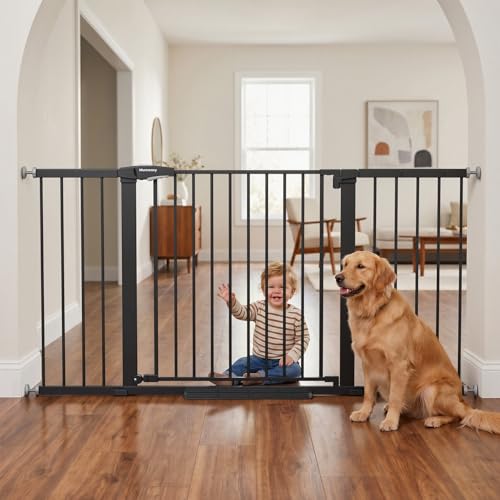 Extra Wide Baby Gate for Doorways (Black / 36-63"W x 30"H)