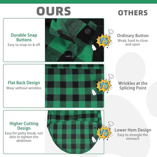 Dog Shirt Christmas Green Plaid Pet Shirts (X-Large / Green)