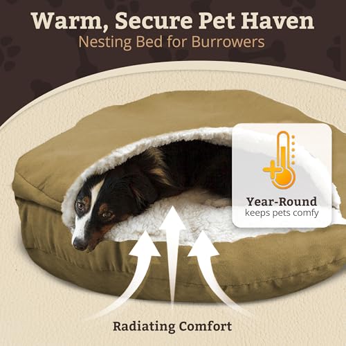 Cozy Cave Dog Bed (25.0"L x 25.0"W x 8.0"Th / Khaki)