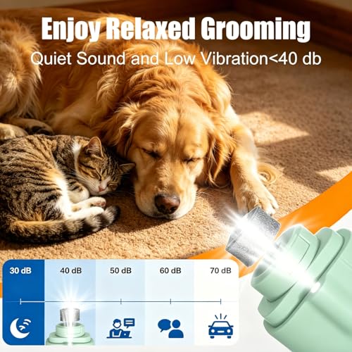 2-in-1 Dog Nail Grinder & Dog Nail Clipper for Sensitive Pets (Green)